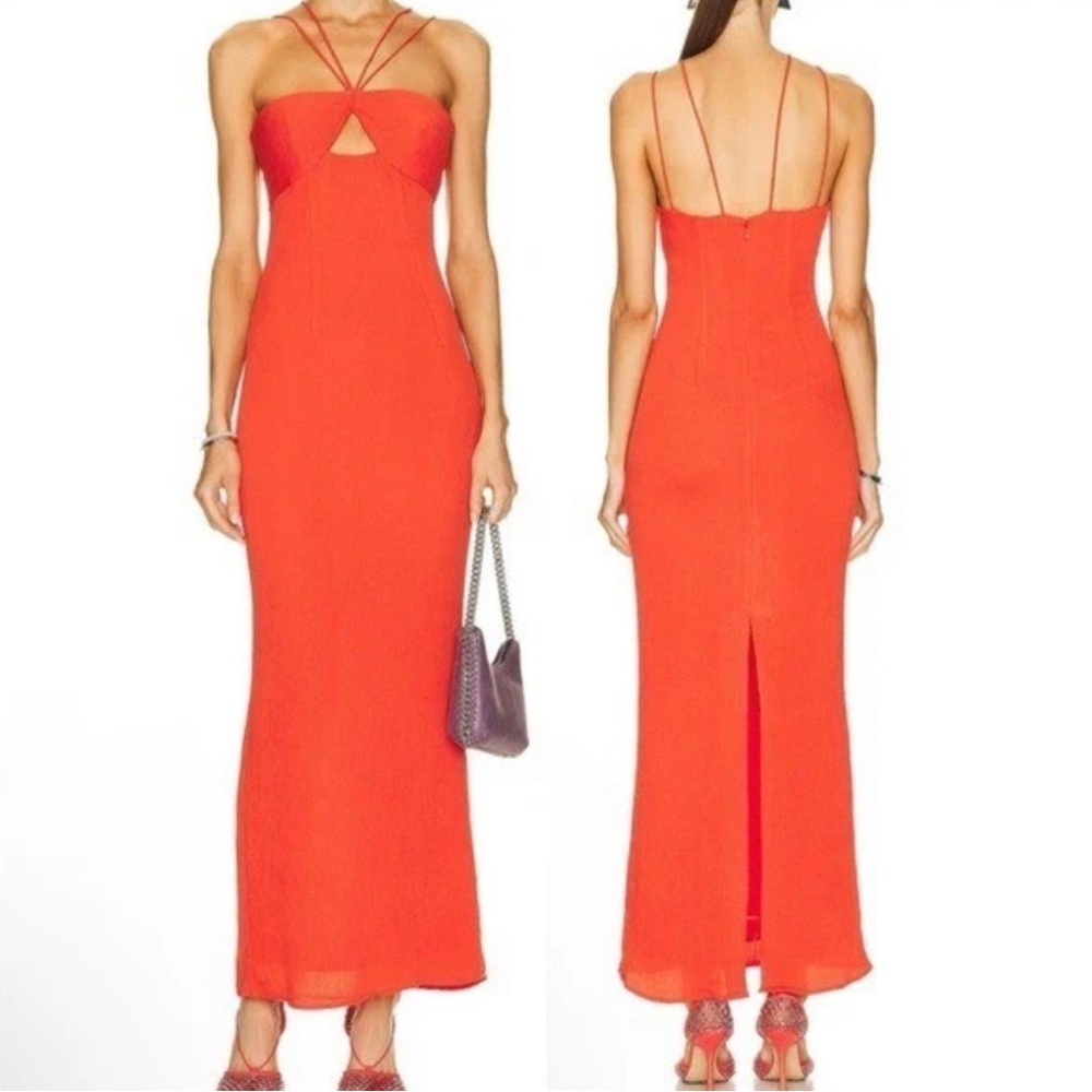 STAUD Red Strappy Maxi Dress